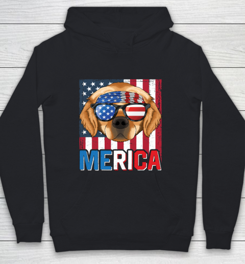 Independence Day Golden Retriever Merica Flag 4th of July Dog American Puppy Youth Hoodie