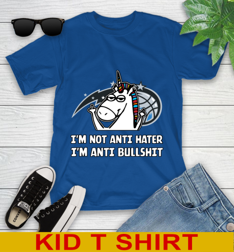 Orlando Magic NBA Basketball Unicorn I'm Not Anti Hater I'm Anti Bullshit Youth T-Shirt 9