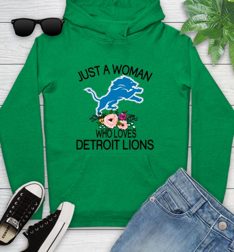 NFL Just A Woman Who Loves Detroit Lions Football Sports Youth Hoodie 5