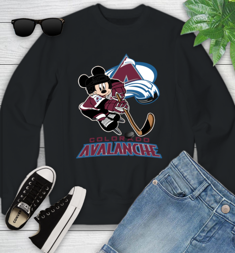 NHL Colorado Avalanche Mickey Mouse Disney Hockey T Shirt Youth Sweatshirt 2