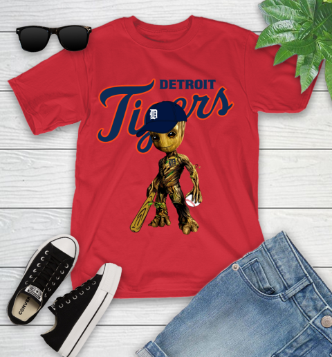 MLB Detroit Tigers Groot Guardians Of The Galaxy Baseball Youth T-Shirt 10