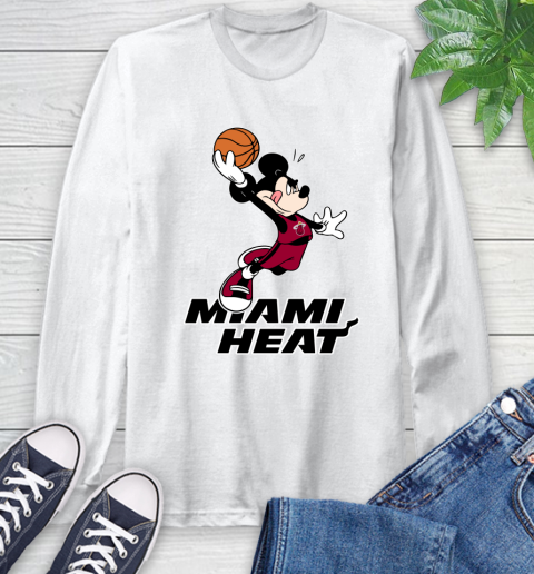 NBA Basketball Miami Heat Cheerful Mickey Mouse Shirt Long Sleeve T-Shirt 2