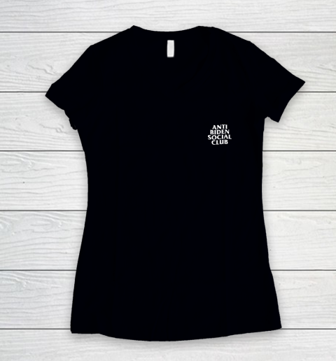 Anti Biden Social Club Shirt (print on front and back) Women's V-Neck T-Shirt