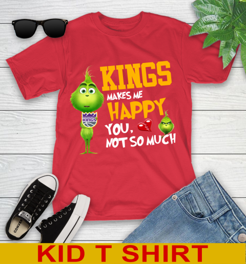NBA Sacramento Kings Makes Me Happy You Not So Much Grinch Basketball Sports Youth T-Shirt 11