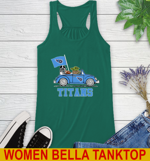 NFL Football Tennessee Titans Darth Vader Baby Yoda Driving Star Wars Shirt Racerback Tank 7