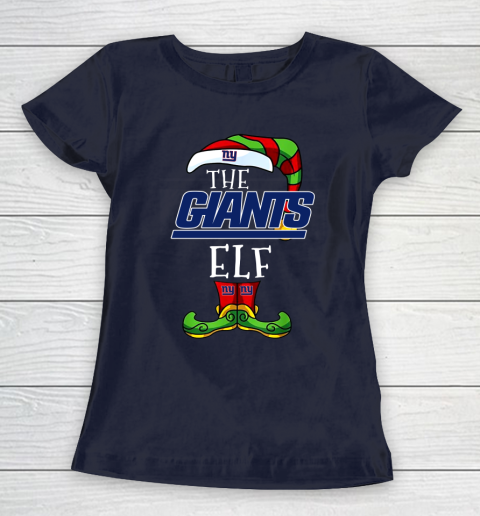 New York Giants Christmas ELF Funny NFL Women's T-Shirt 2