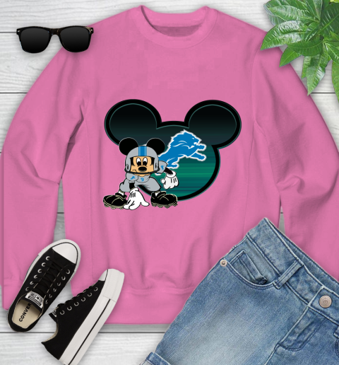NFL Detroit Lions Mickey Mouse Disney Football T Shirt Youth Sweatshirt 7