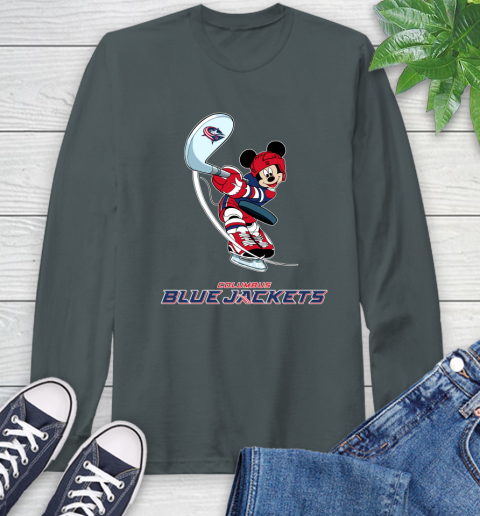 NHL Hockey Columbus Blue Jackets Cheerful Mickey Mouse Shirt Long Sleeve T-Shirt 7