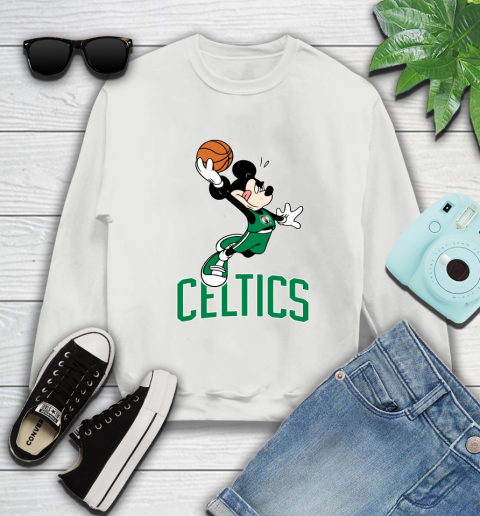 NBA Basketball Boston Celtics Cheerful Mickey Mouse Shirt Sweatshirt 5