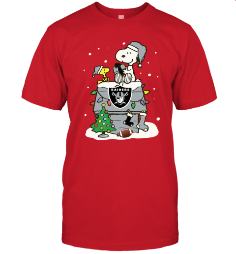 A Happy Christmas With Oakland Raiders Snoopy Unisex Jersey Tee