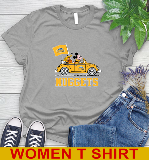NBA Basketball Denver Nuggets Pluto Mickey Driving Disney Shirt Women's T-Shirt 11