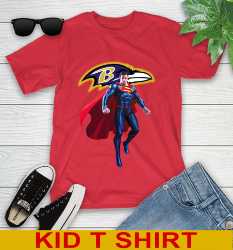 NFL Superman DC Sports Football Baltimore Ravens Youth T-Shirt 10