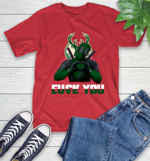 NBA Milwaukee Bucks Deadpool Love You Fuck You Basketball Sports T-Shirt 11