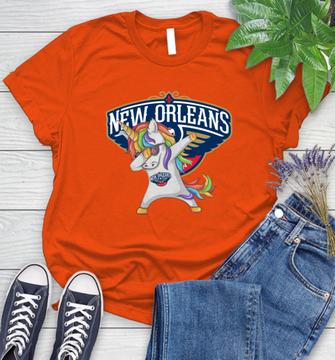New Orleans Pelicans NBA Basketball Funny Unicorn Dabbing Sports Women's T-Shirt 4