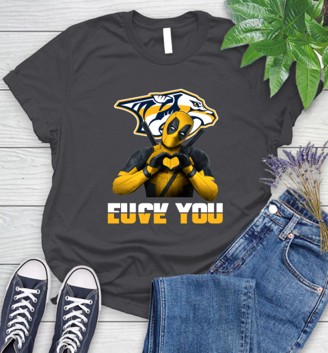NHL Nashville Predators Deadpool Love You Fuck You Hockey Sports Women's T-Shirt 9 NHL Nashville Predators Deadpool Love You Fuck You Hockey Sports Women's T-Shirt - Image 9