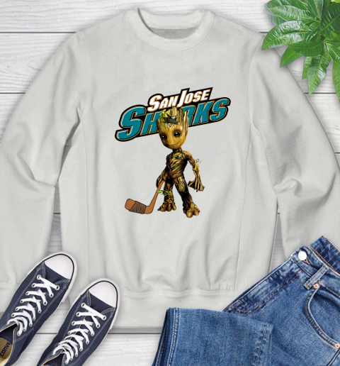 San Jose Sharks NHL Hockey Groot Marvel Guardians Of The Galaxy Sweatshirt 5