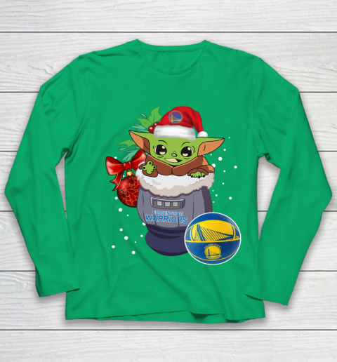 Golden State Warriors Christmas Baby Yoda Star Wars Funny Happy NBA Youth Long Sleeve 6