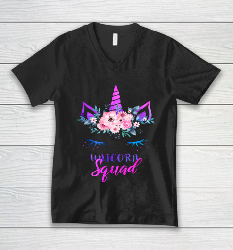 Cute Rainbow Unicorn Squad Shirt Unicorn Shirt for Party V-Neck T-Shirt