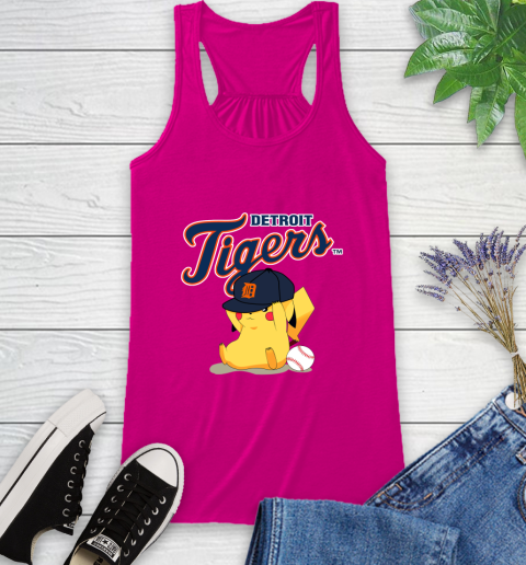 MLB Pikachu Baseball Sports Detroit Tigers Racerback Tank 8