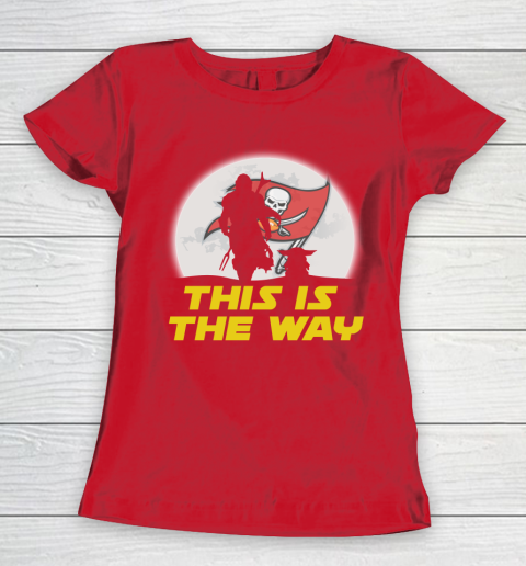 Tampa Bay Buccaneers NFL Football Star Wars Yoda And Mandalorian This Is The Way Women's T-Shirt 9