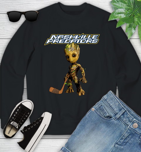 Nashville Predators NHL Hockey Groot Marvel Guardians Of The Galaxy Youth Sweatshirt 2