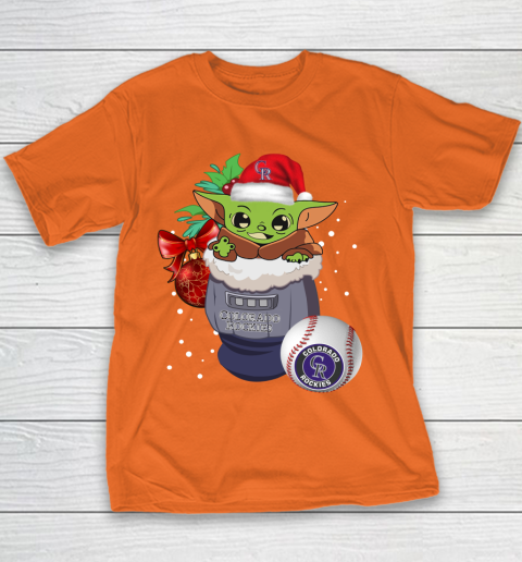 Colorado Rockies Christmas Baby Yoda Star Wars Funny Happy MLB Youth T-Shirt 6