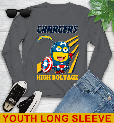 NFL Football Los Angeles Chargers Captain America Marvel Avengers Minion Shirt Youth Long Sleeve 9