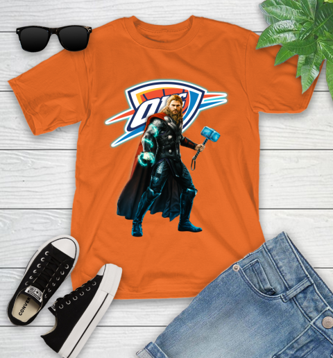 NBA Thor Avengers Endgame Basketball Oklahoma City Thunder Youth T-Shirt 7