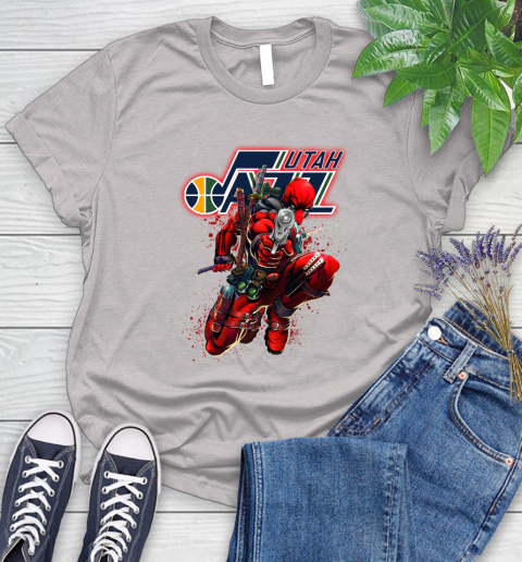 NBA Deadpool Marvel Comics Sports Basketball Utah Jazz Women's T-Shirt 10