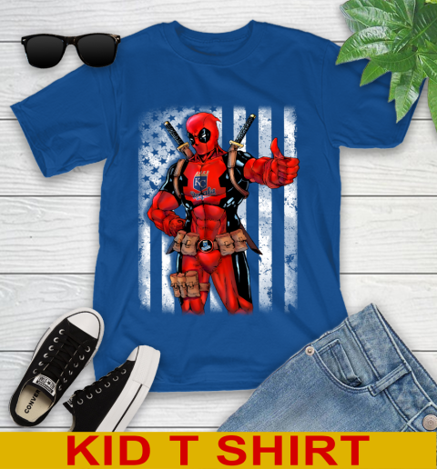 MLB Baseball Kansas City Royals Deadpool American Flag Shirt Youth T-Shirt 10