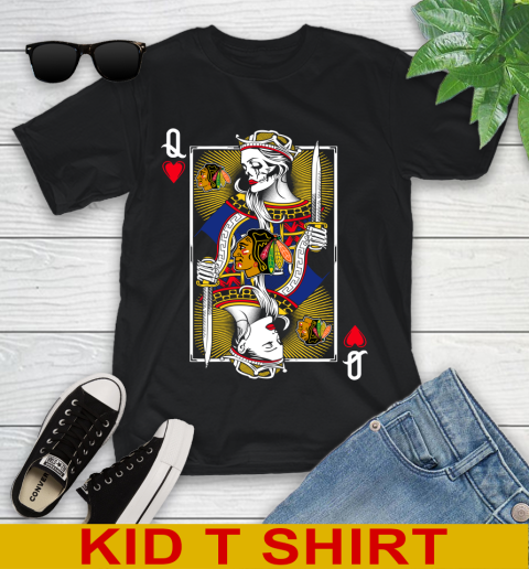 NHL Hockey Chicago Blackhawks The Queen Of Hearts Card Shirt Youth T-Shirt