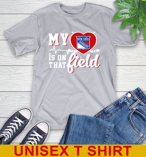 NHL My Heart Is On That Field Hockey Sports New York Rangers T-Shirt 5