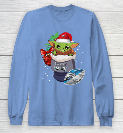 Philadelphia Eagles Christmas Baby Yoda Star Wars Funny Happy NFL Long Sleeve T-Shirt 11