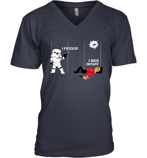 p3ro star wars star trek a stormtrooper and a redshirt in a fight shirts v neck unisex 8 front navy