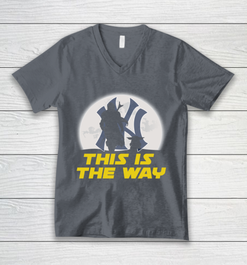 New York Yankees MLB Baseball Star Wars Yoda And Mandalorian This Is The Way V-Neck T-Shirt 4