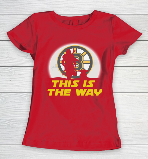 Boston Bruins NHL Ice Hockey Star Wars Yoda And Mandalorian This Is The Way Women's T-Shirt 9