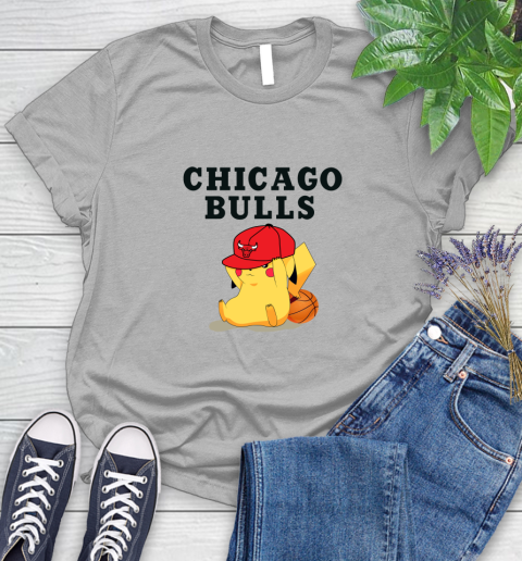 NBA Pikachu Basketball Sports Chicago Bulls Women's T-Shirt 5