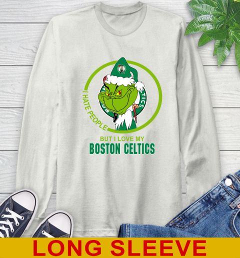 Boston Celtics NBA Christmas Grinch I Hate People But I Love My Favorite Basketball Team Long Sleeve T-Shirt 12