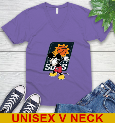 Phoenix Suns NBA Basketball Dabbing Mickey Disney Sports V-Neck T-Shirt 9