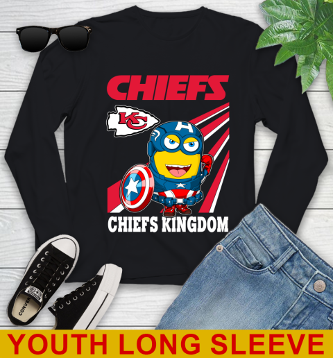 NFL Football Kansas City Chiefs Captain America Marvel Avengers Minion Shirt Youth Long Sleeve
