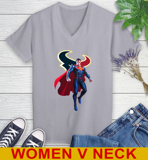NFL Superman DC Sports Football Houston Texans Women's V-Neck T-Shirt 5