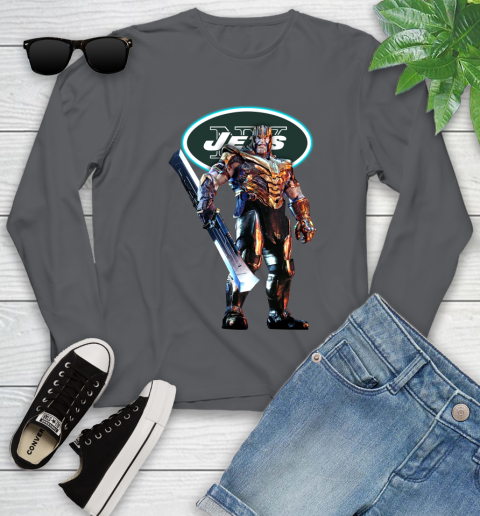 NFL Thanos Gauntlet Avengers Endgame Football New York Jets Youth Long Sleeve 8