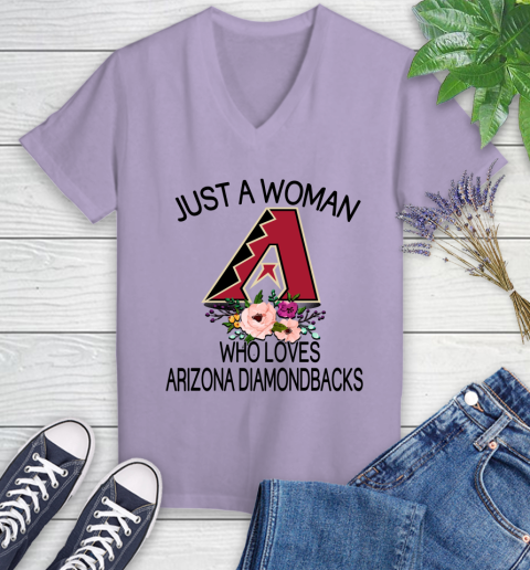 MLB Just A Woman Who Loves Arizona Diamondbacks Baseball Sports Women's V-Neck T-Shirt 9