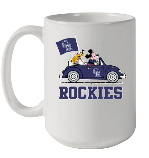 MLB Baseball Colorado Rockies Pluto Mickey Driving Disney Shirt Ceramic Mug 15oz