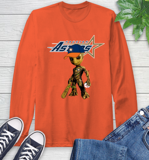 MLB Houston Astros Groot Guardians Of The Galaxy Baseball Long Sleeve T-Shirt 5