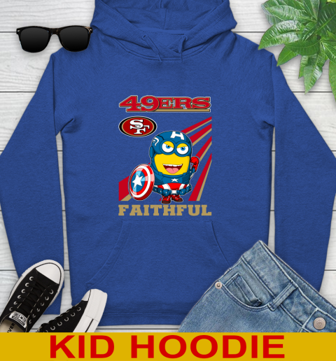 NFL Football San Francisco 49ers Captain America Marvel Avengers Minion Faithful Shirt Youth Hoodie 10