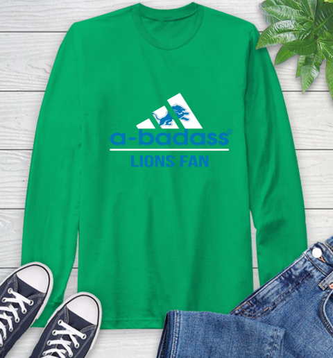 NFL A Badass Detroit Lions Fan Adidas Football Sports Long Sleeve T-Shirt 8