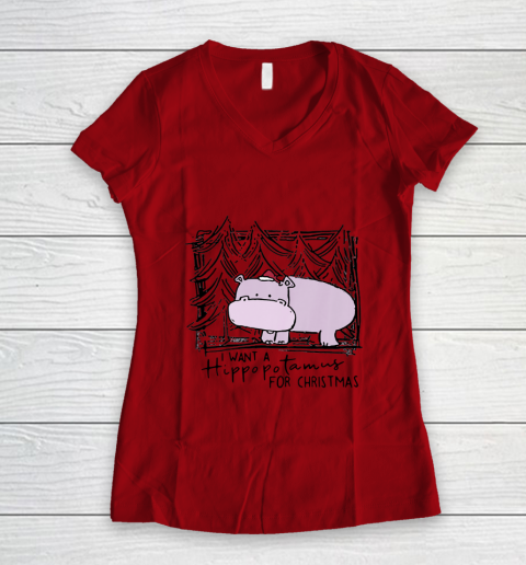 I Want A Hippopotamus For Christmas Hippo for Kid Women Men Women's V-Neck T-Shirt 6