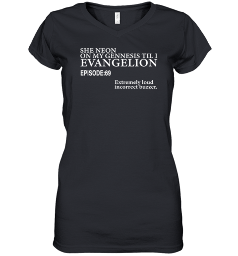 She Neon On My Genesis Til I Evangelion Episode 69 Premium Women's V-Neck T-Shirt
