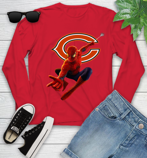NFL Spider Man Avengers Endgame Football Chicago Bears Youth Long Sleeve 11